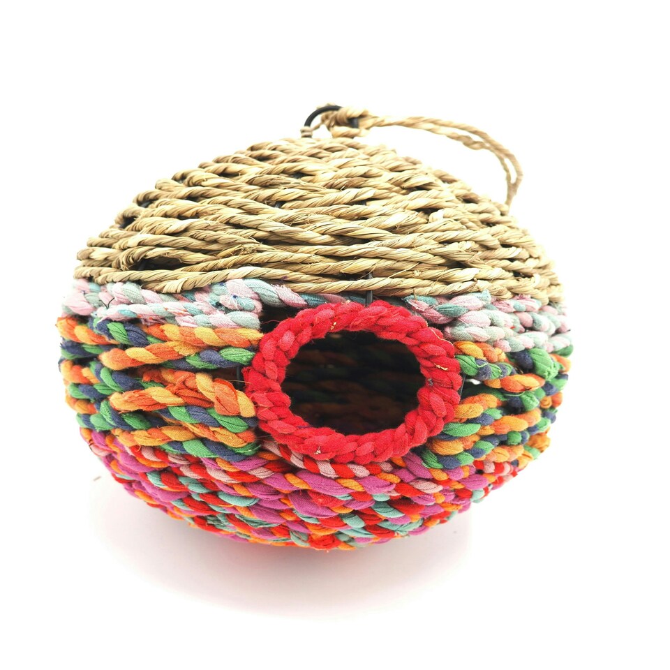 image 1 of Munja & Sari Round Shaped Jute Bird Box Nester Multi