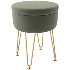 HOMCOM 5L Velvet Footstool with Removable Lid for Bedroom, Green