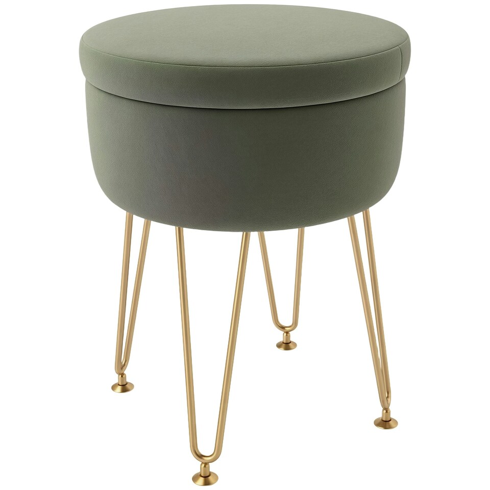 image 1 of HOMCOM 5L Velvet Footstool with Removable Lid for Bedroom, Green