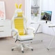 image 2 of Vinsetto Racing Style Gaming Chair with Footrest Removable Rabbit Ears, Yellow