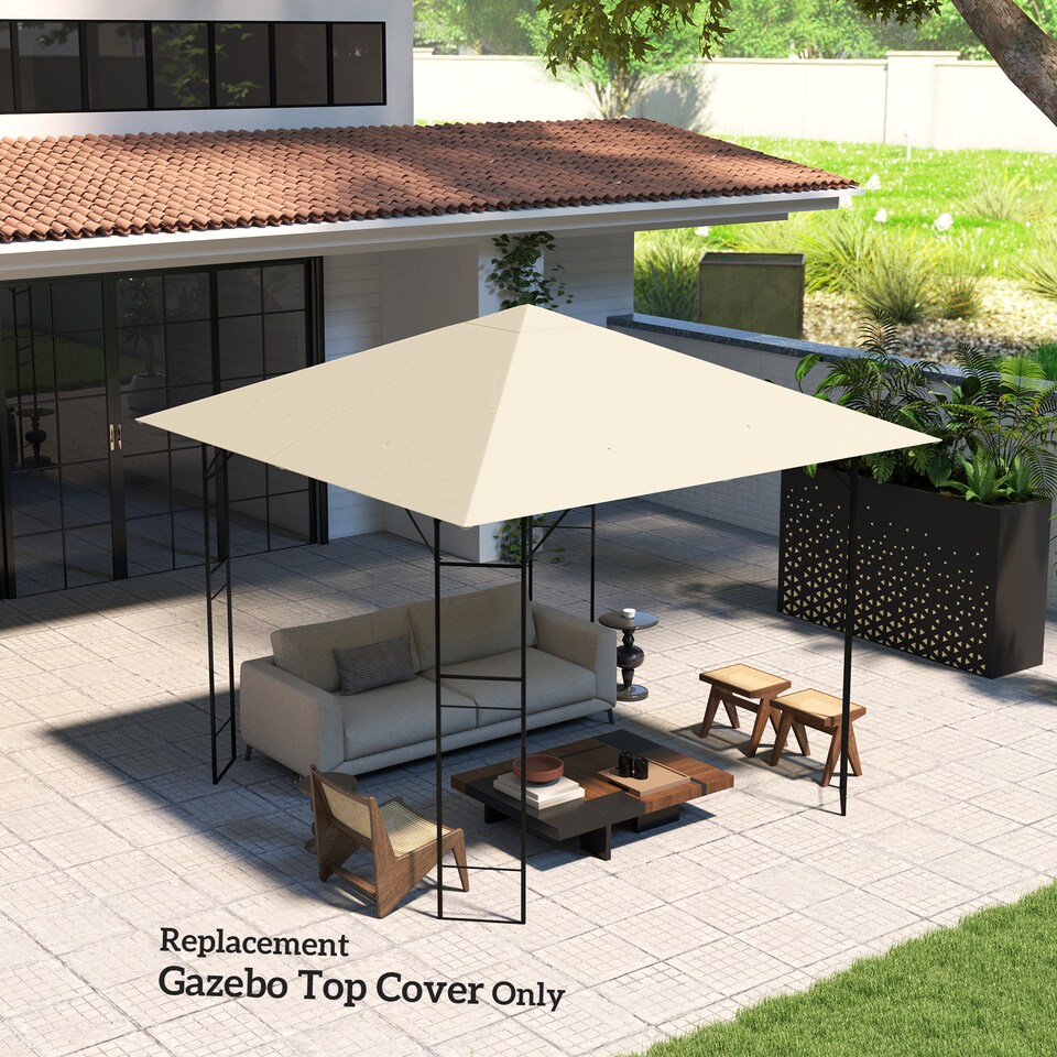 image 1 of Outsunny 3 x 3(m) Gazebo Canopy Replacement Cover, UPF30+, Cream White