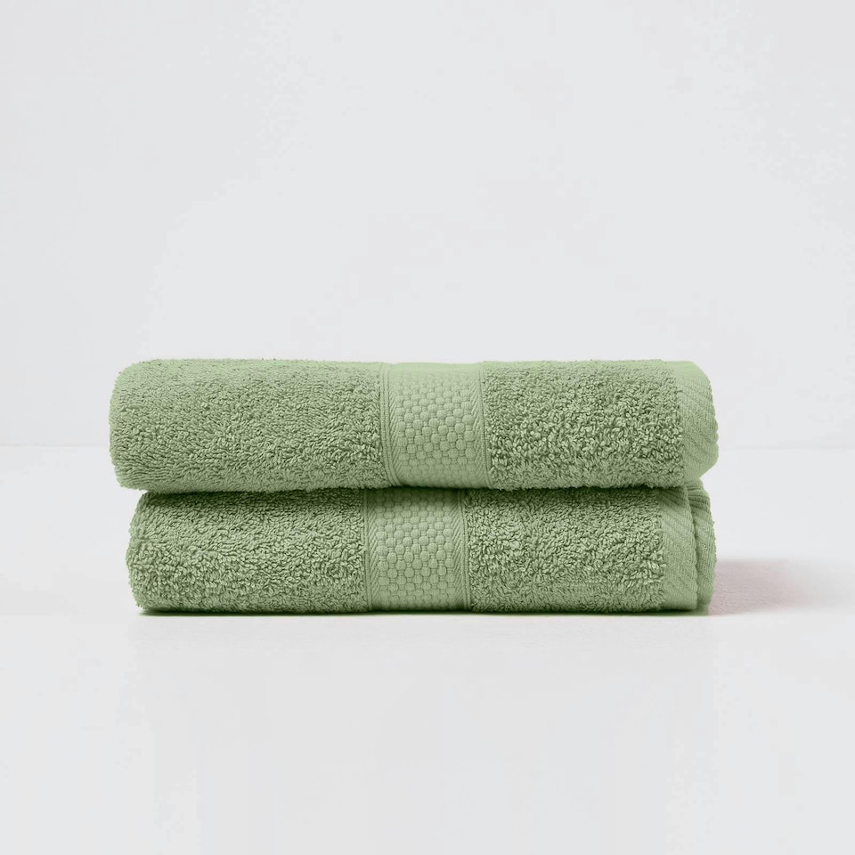 image 1 of Homescapes Turkish Cotton Hand Towel Set of 2 - Sage Green | Green | Hand towel | 2