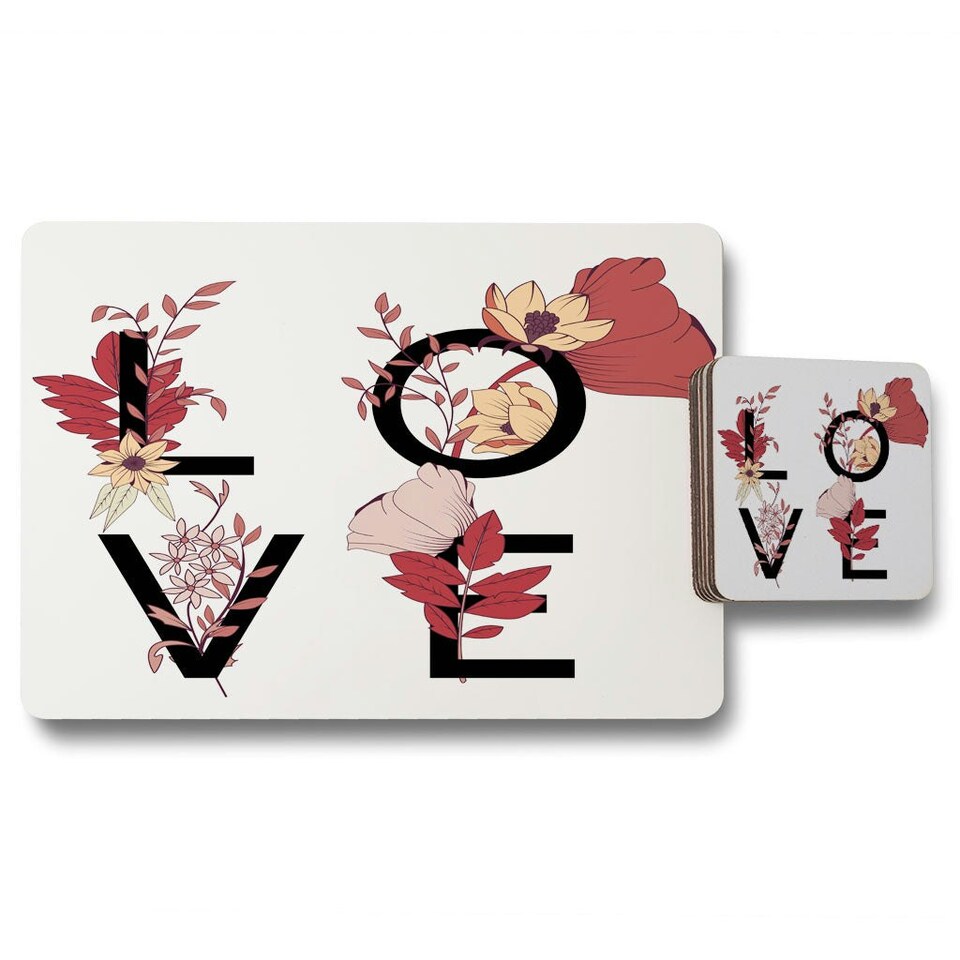 image 1 of Love Typography (Placemat & Coaster Set)