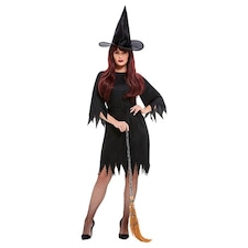 Spooky Dark Witch Fancy Dress Costume Ladies Medium - UK 12-14