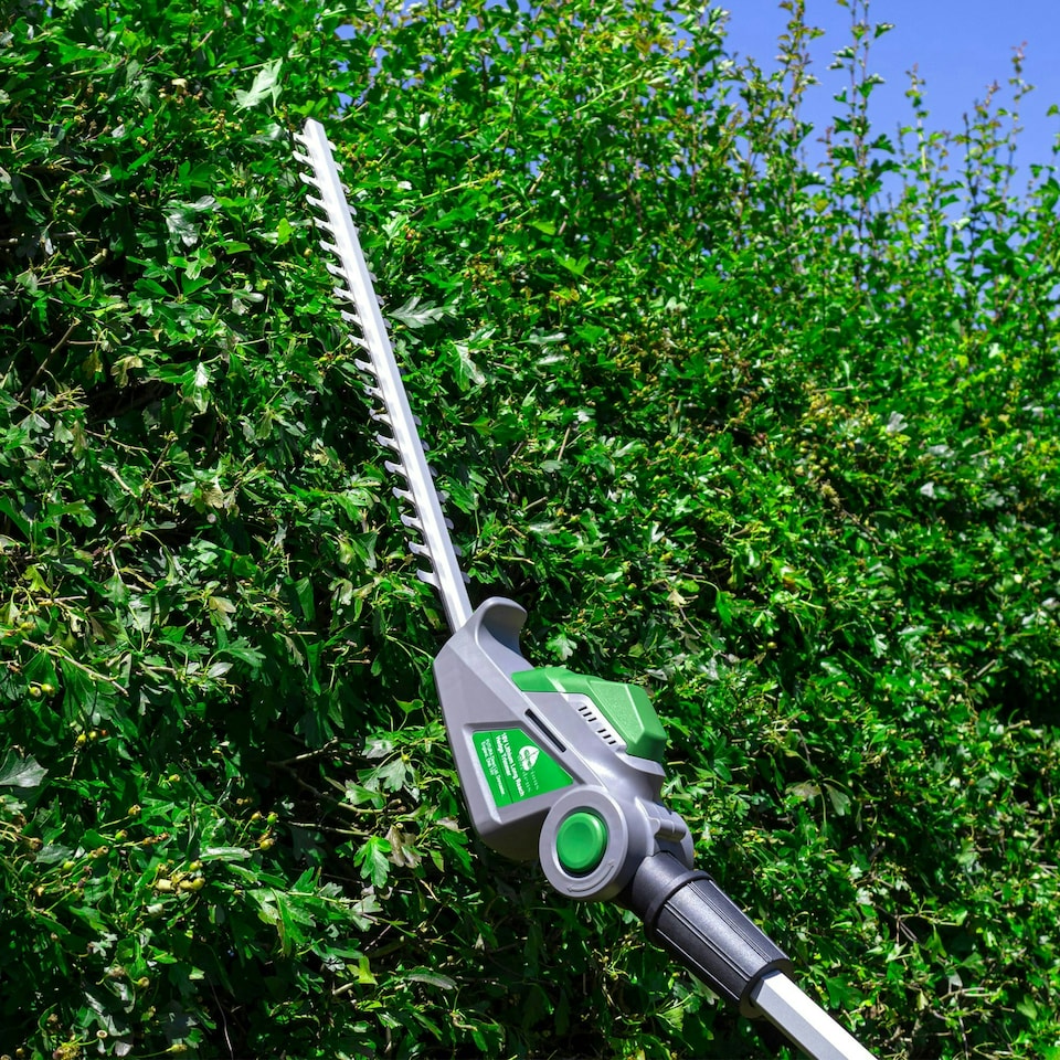 image 1 of Gracious Gardens 18V 2.4m Cordless Telescopic Long Reach Hedge Trimmer 1 Battery | Green | Green | 1