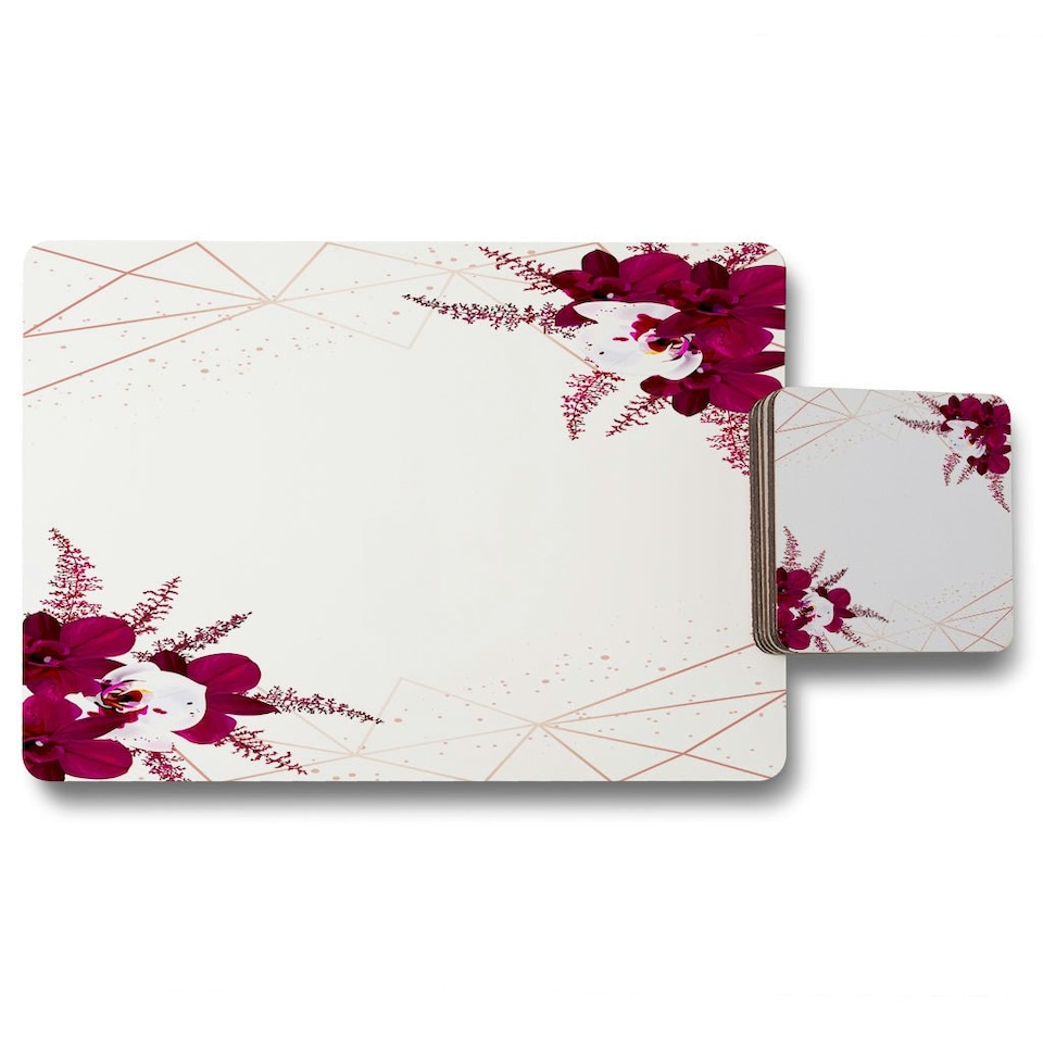 image 1 of Geometrics & Flowers (Placemat & Coaster Set)