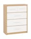 image 1 of Seville 3+2 Drawer Chest - L39.5 x W85 x H110.5 cm - White High Gloss/Light Oak Effect Veneer
