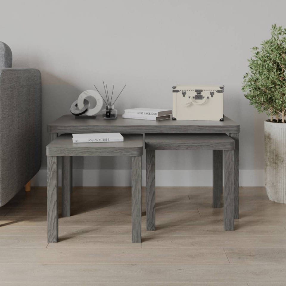 image 1 of URBNLIVING Wooden Nesting Stacking Tables Set Of 3 | Multi | Cedar Grey | 3