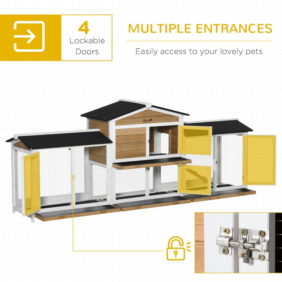 image 1 of PawHut Rabbit Hutch, Guinea Pig Hutch, 2-Tier Bunny House w/ Run, White