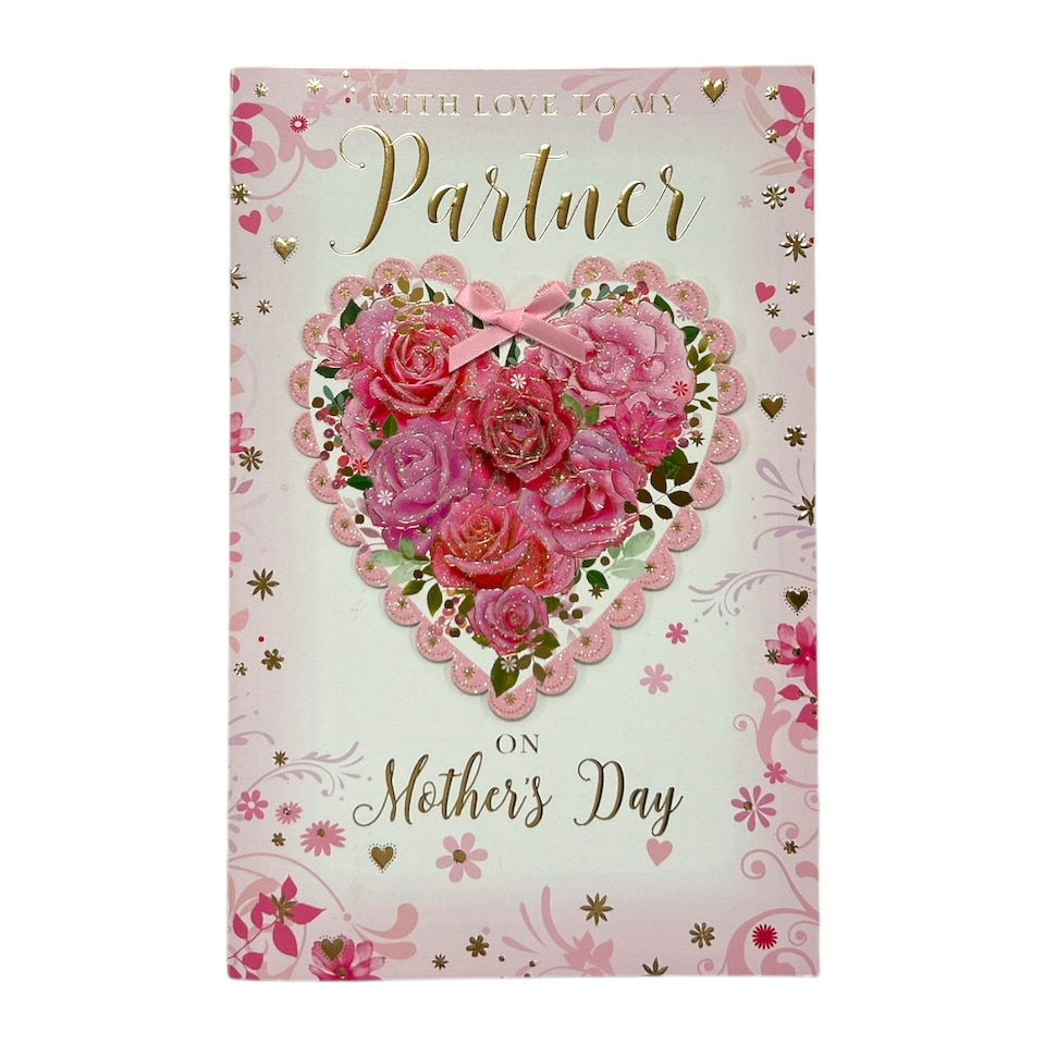 image 1 of With Love to My Partner Floral Heart Design Keepsake Mother's Day Boxed Card