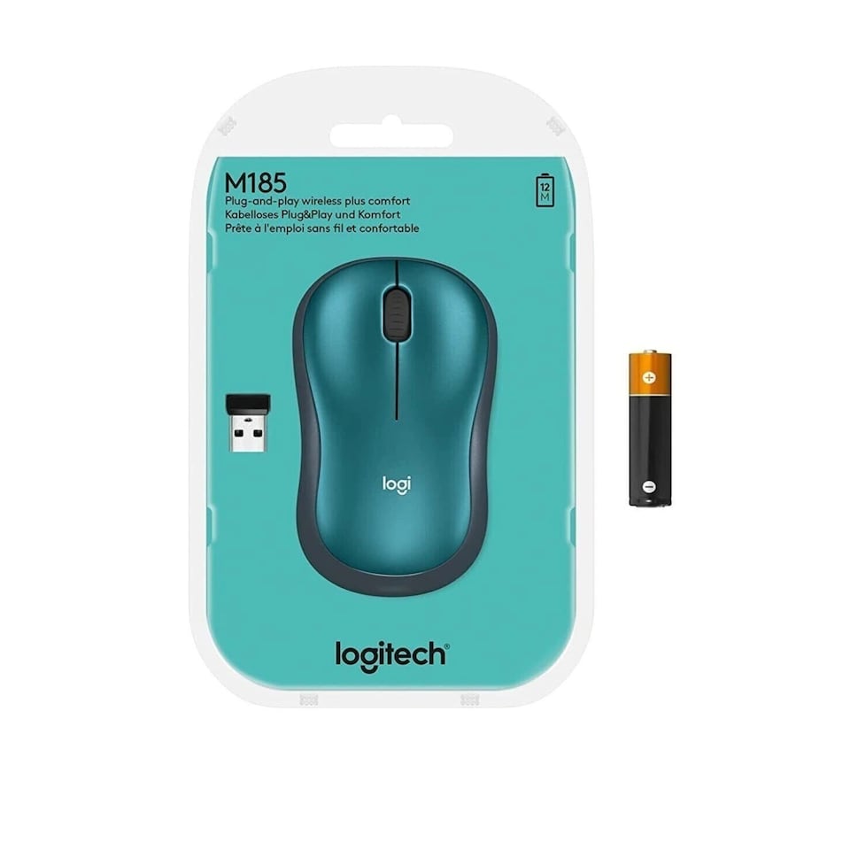 image 1 of Logitech M185 Wireless Mouse with USB Receiver - Blue
