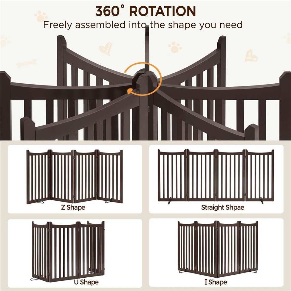 image 1 of Yaheetech 4-Panel Pet Puppy Fence with Two Support Feet, 50 × 90.5 cm N/A | Espresso