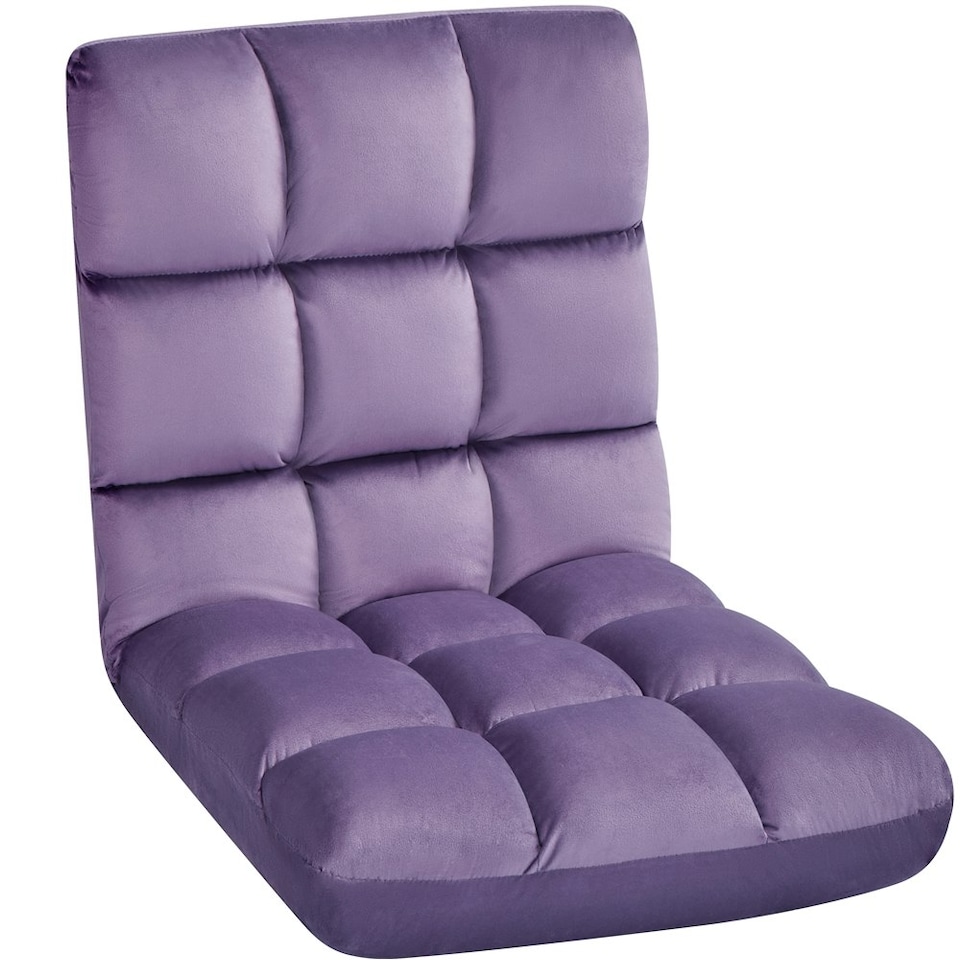 image 1 of Yaheetech Lazy Sleeper Recliner with 14 Adjustable Positions and Backrest Purple