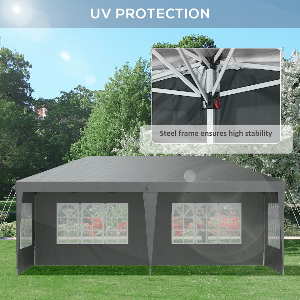 image 1 of Outsunny 3 x 6m Heavy Duty Gazebo Marquee Party Tent with Storage Bag Grey