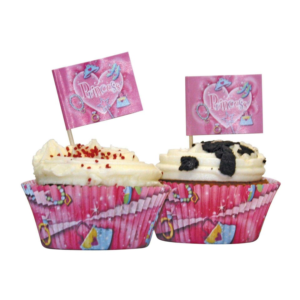 Amscan Princess Muffin Cases With Picks - Pink - One Size