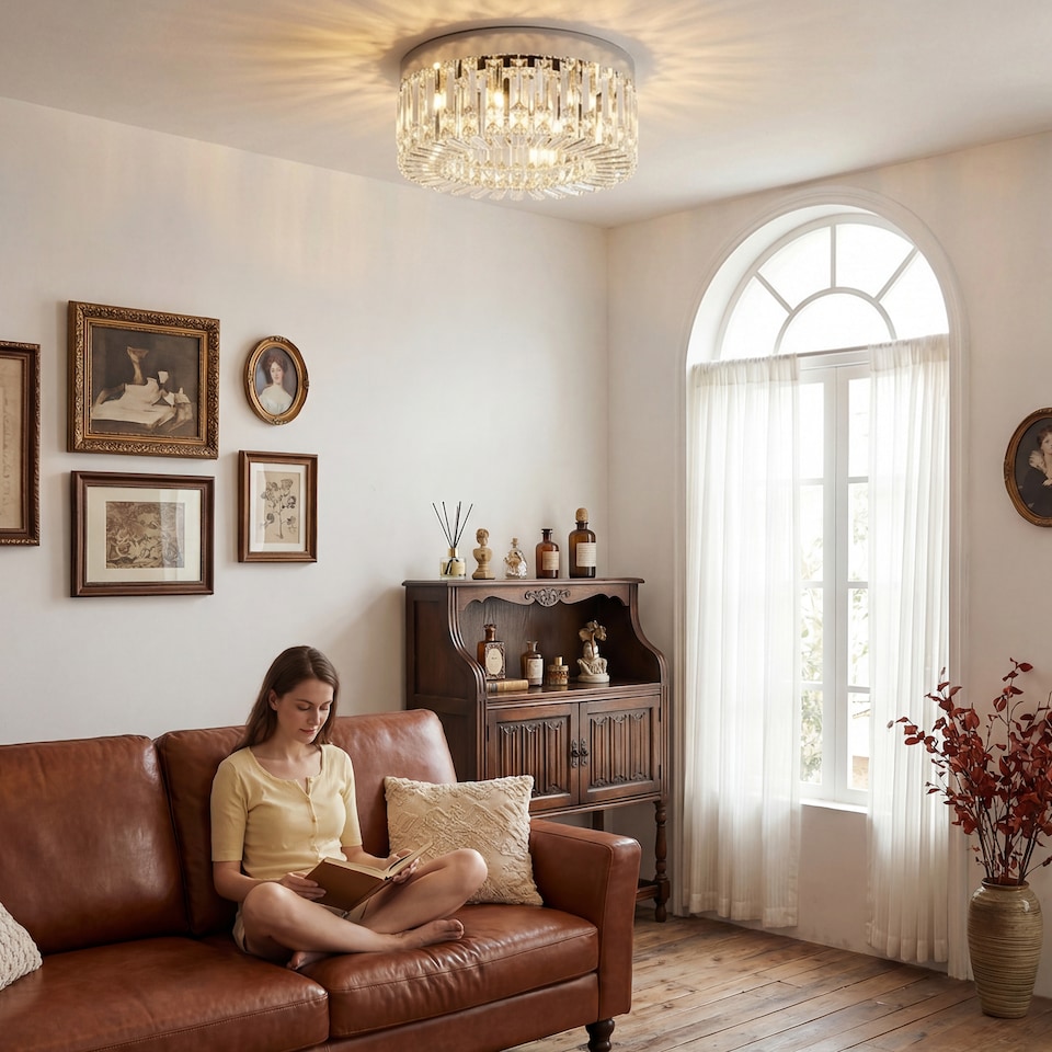 image 1 of HOMCOM Crystal Ceiling Light with 160 Crystal Pendants