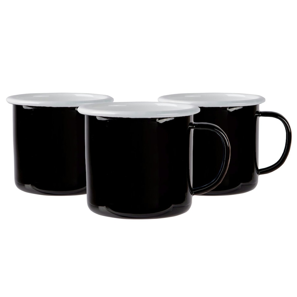 image 1 of Argon Tableware Coloured Enamel Mugs - 375ml - Black - Pack of 6 Black