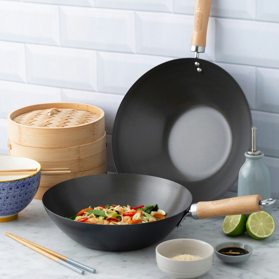 image 1 of Typhoon World Foods Non-stick Wok 31cm Black