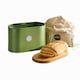 image 1 of Cooks Professional Ribbed Bread Bin, Linen Bag & Bamboo Board Set with Silver Label | Green | Green & Silver | 1