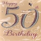 image 1 of Happy 50th Birthday Greeting Card Hand-Finished Champagne Range Cards