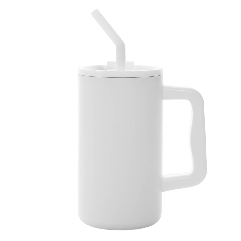 image 1 of XD Collection Cube Recycled Stainless Steel 800ml Travel Mug - White - One Size White