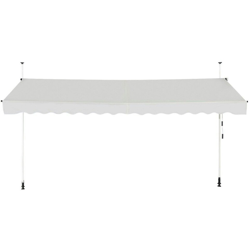 image 1 of COSTWAY 4M Telescopic Canopy Retractable Sun Shelter Beige White
