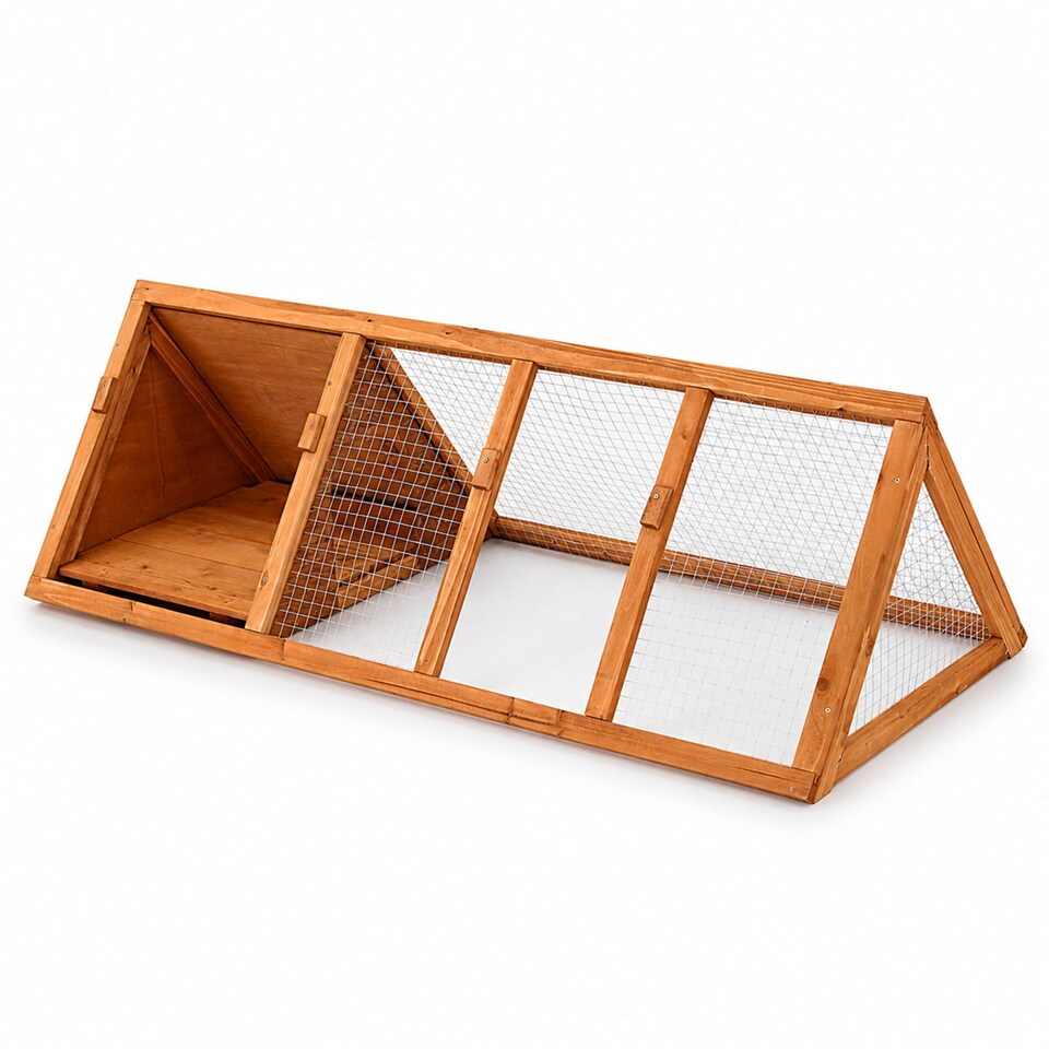 image 1 of Wooden Outdoor Triangle Rabbit Guinea Pig Pet Hutch Run Cage