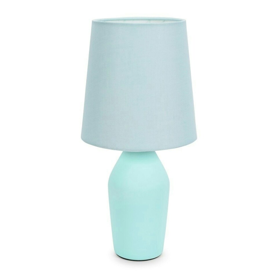 image 1 of ValueLights Arlo Duck Egg Blue Ceramic Table Lamp with Blue Shade