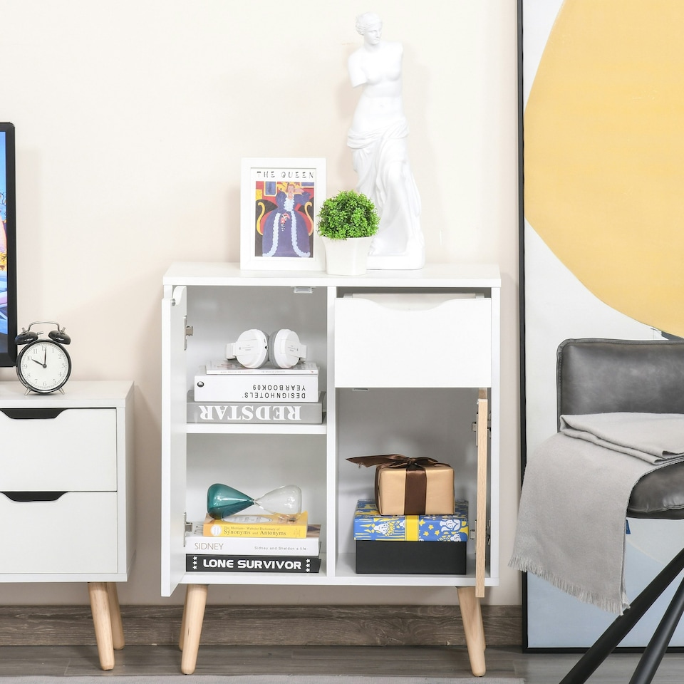 image 1 of HOMCOM Floor Cabinet Storage Cupboard Sideboard with Drawer for Bedroom