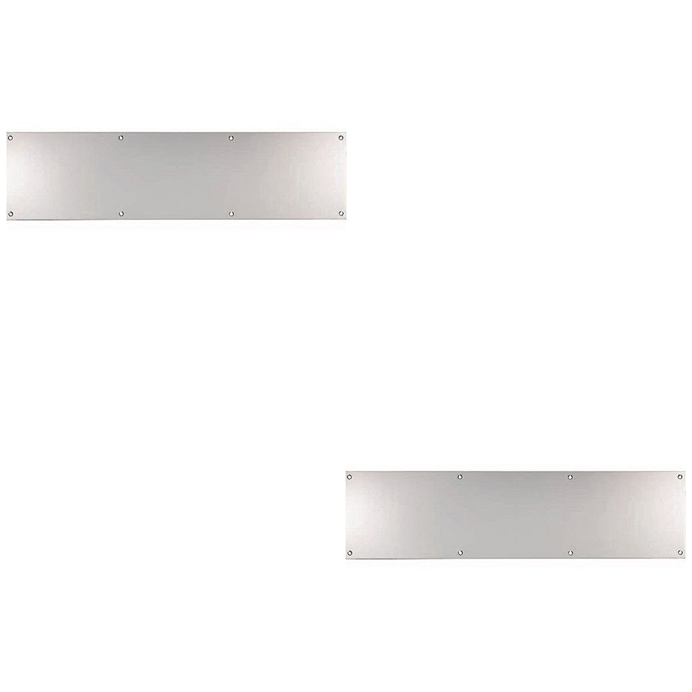 2 PACK - 615mm x 150mm Plain Door Kickplate - Satin Stainless Steel Kick Plate Protector
