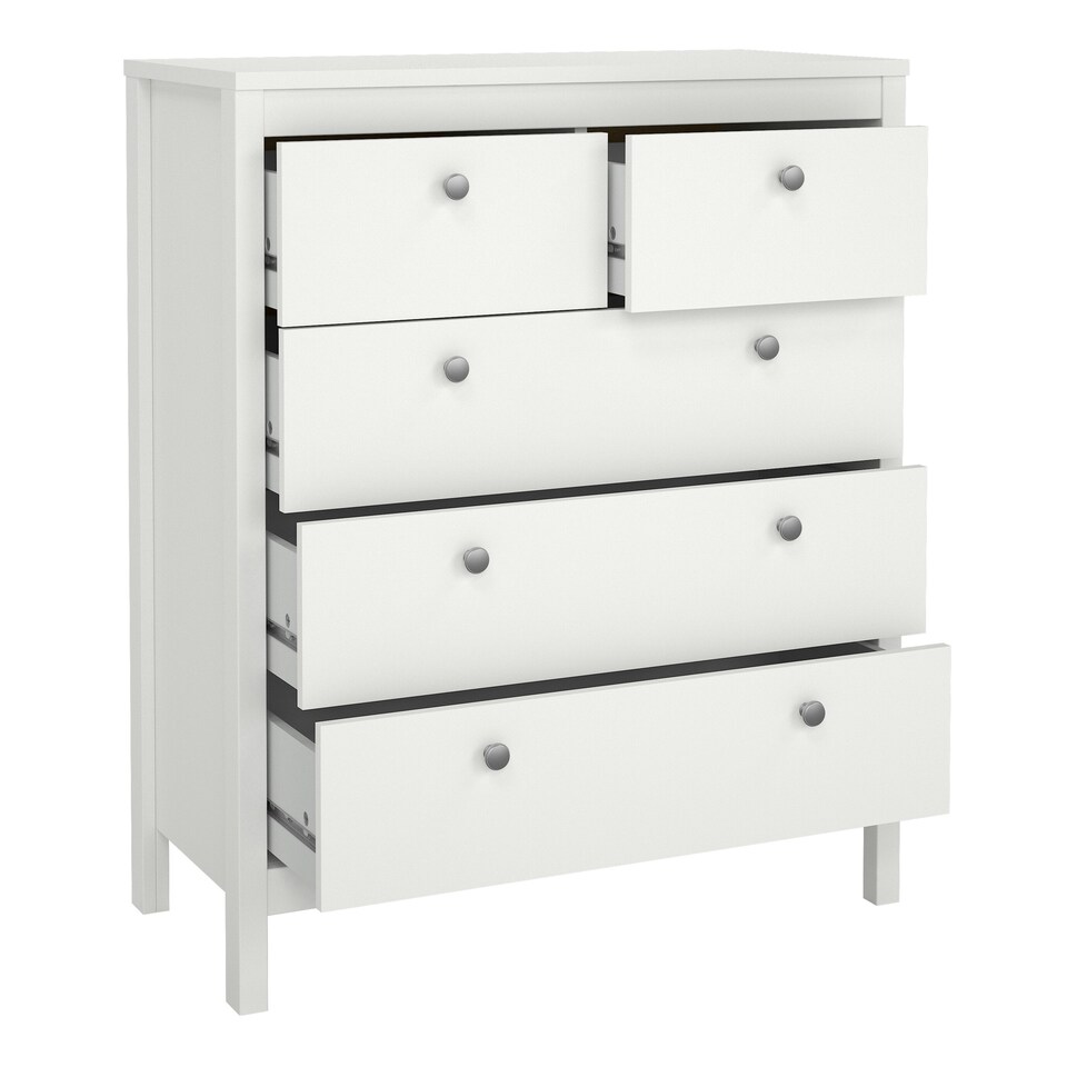 image 1 of Madrid 3 Piece Bundle, Bedside, Chest and 3 Door Wardrobe in White