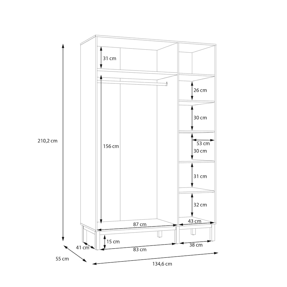 image 1 of Wensley 3 Door Wardrobe in Light Grey and Oak