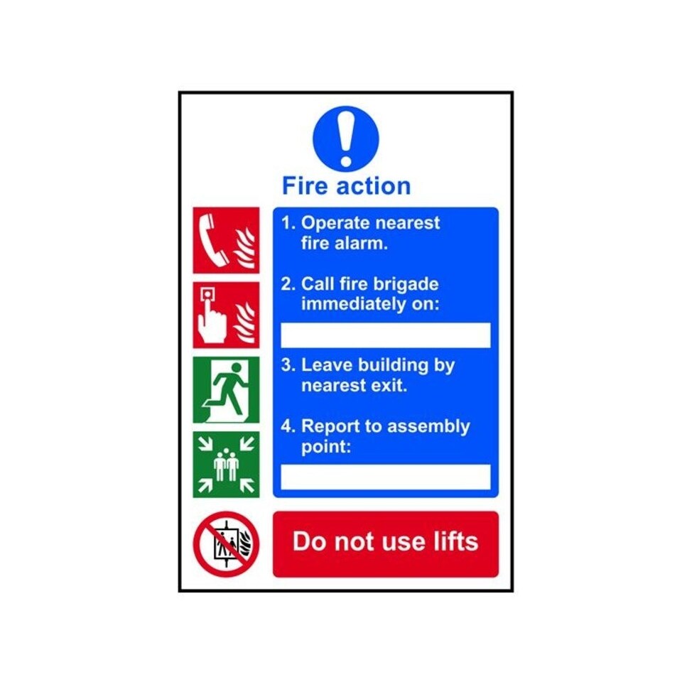 Scan Fire Action Procedure, Style 1 - Pvc Sign 200 X 300mm - Multi Colour - 200 x 300mm