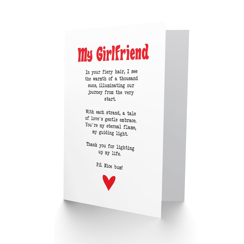 image 1 of Greeting Card Love Poem Ginger Girlfriend Romantic Funny Valentine's