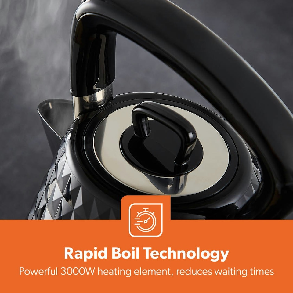 image 1 of GEEPAS Electric Kettle 4 Slice Bread Toaster & Microwave Set| Black | Black