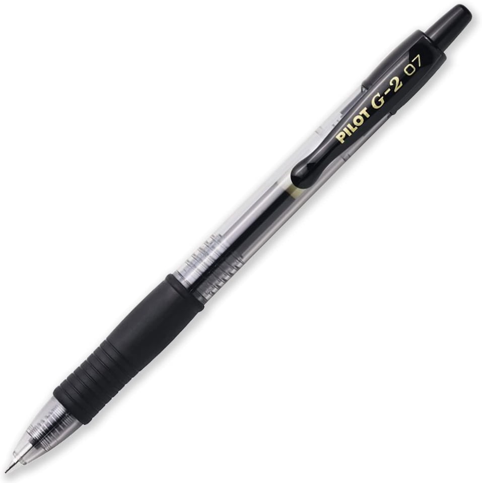 image 1 of Pilot G207 Retractable Rollerball Pen Black, Blue, Red Pack of 3
