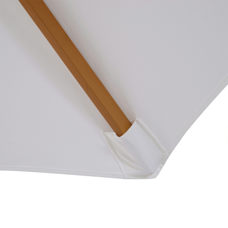 image 1 of Outsunny 3(m) Wooden Garden Parasol Sun Shade Outdoor Umbrella Canopy White