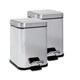 image 1 of Harbour Housewares Square Bathroom Pedal Bins - 3 Litre - Chrome - Pack of 2