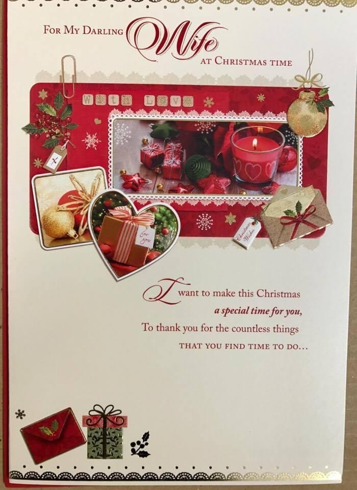 image 1 of Nice Verse Gold Foil Quality Christmas Greeting Card - DEAR WIFE