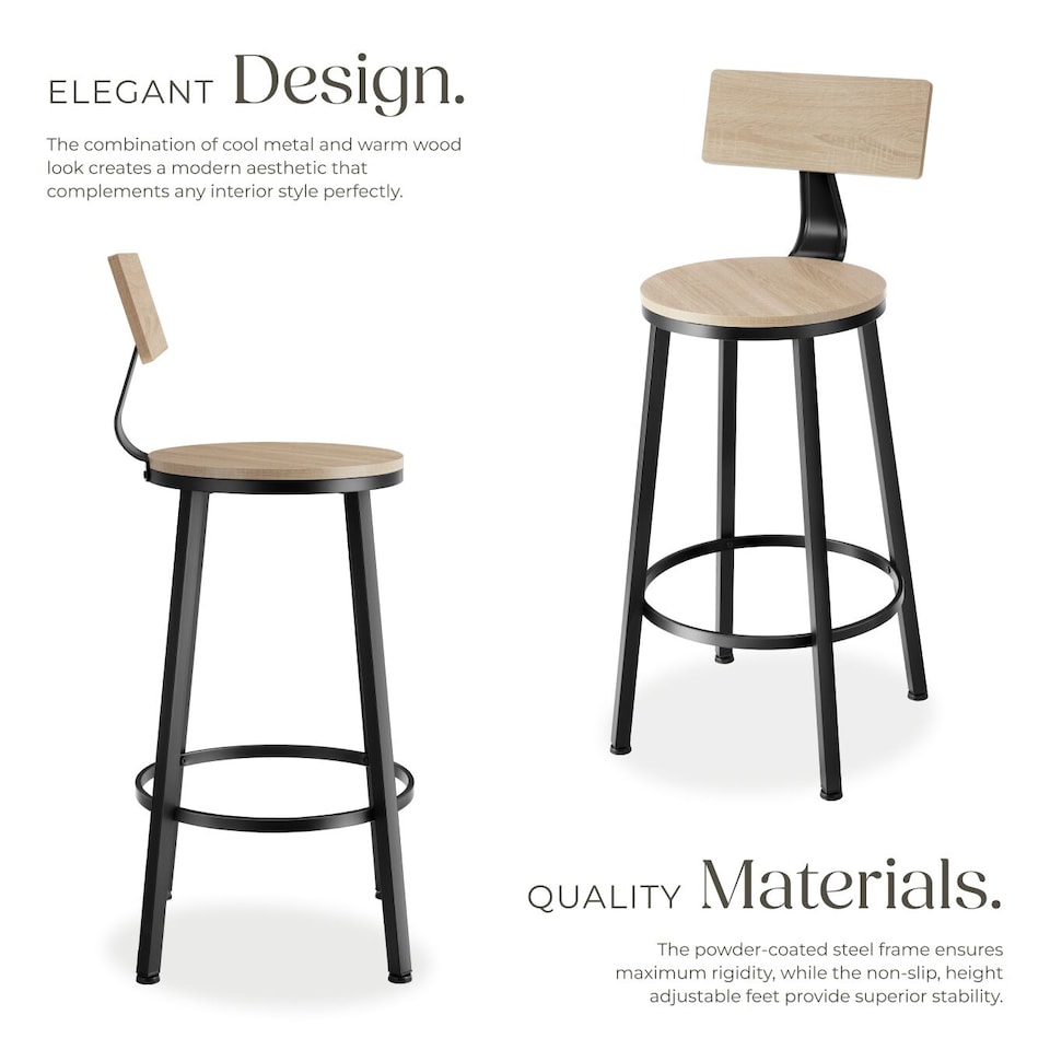 image 1 of 2 Bar stools Poole | Brown | industrial wood light, oak Sonoma | 46,50 x 46,50 x 104 cm | 2