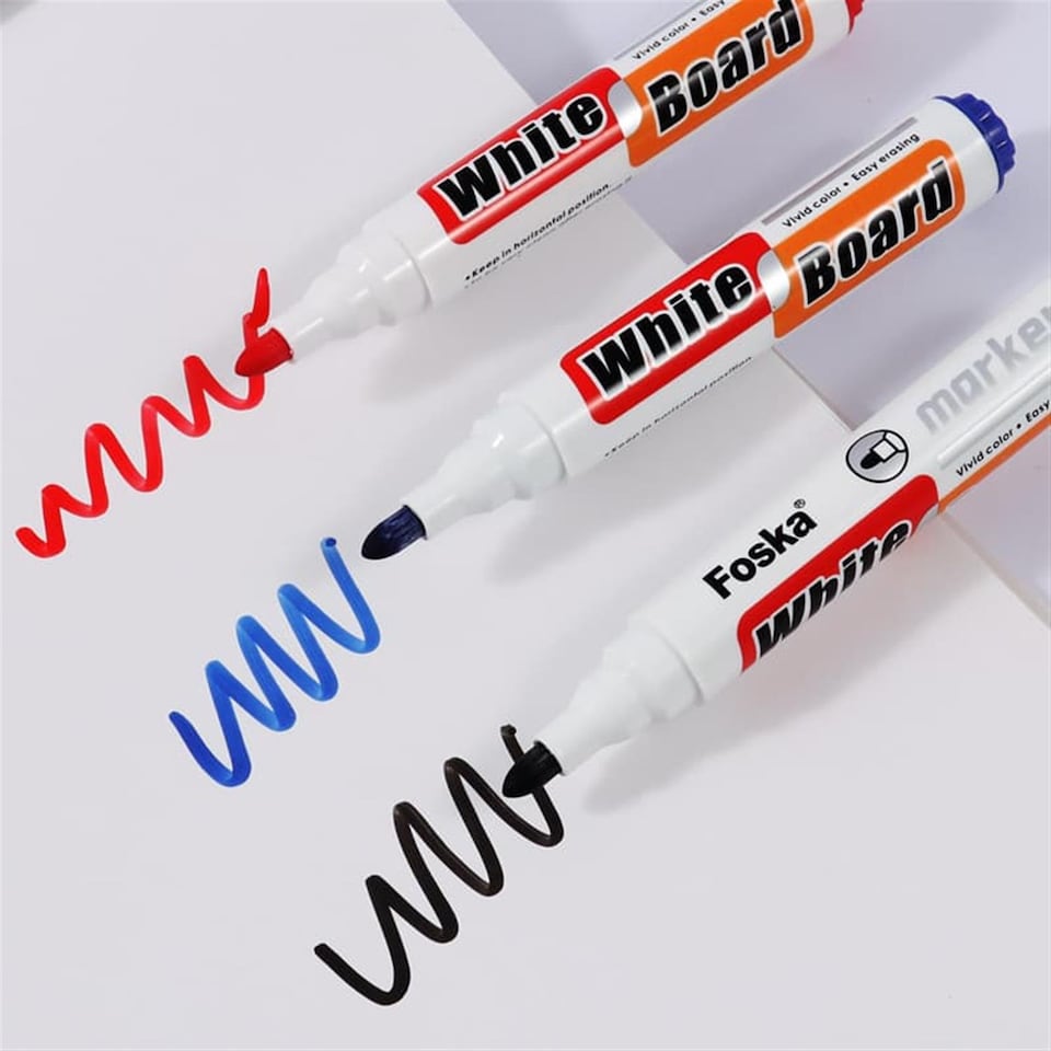 image 1 of Pack of 3 Colors Smooth Ink Easy Dry Whiteboard Marker Pens