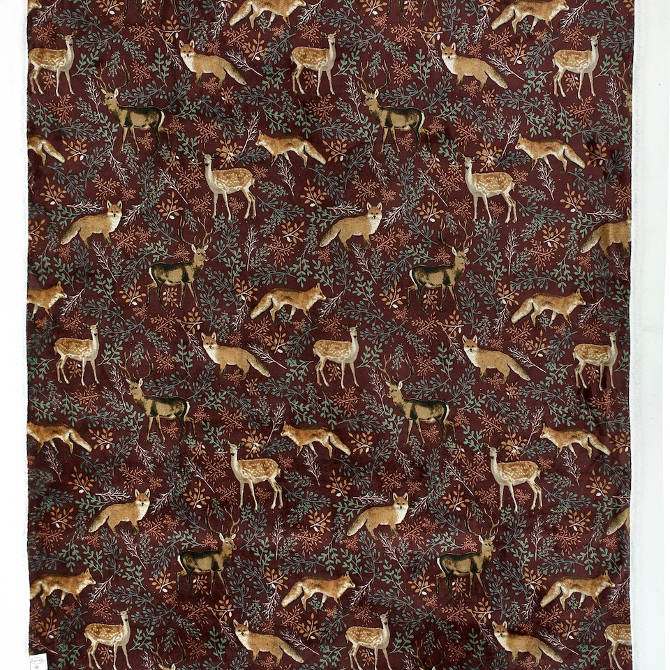 image 1 of Fox and Deer Soft Fleece Throw - 140 x 180cm Cosy Sherpa Blanket Red | Mulberry
