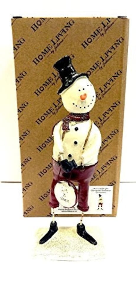 image 1 of Merry & Bright Christmas Snowman 'Let It Snow' Statue Ornament