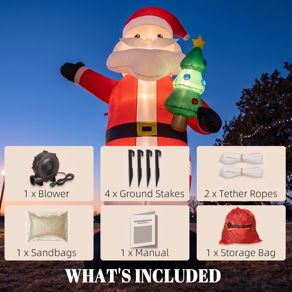 image 1 of Outsunny 8FT Inflatable Christmas Decoration with Bright LED Light, Red