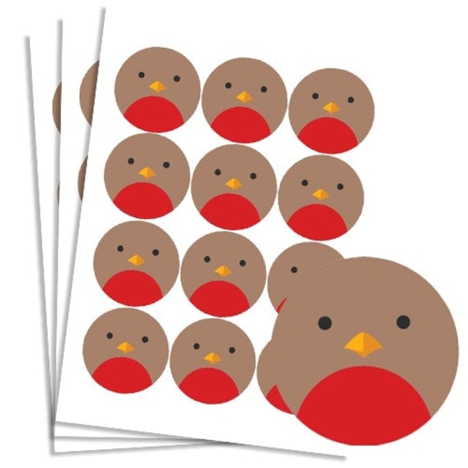 image 1 of Christmas Robin Round Stickers 60mm - Sheet of 12