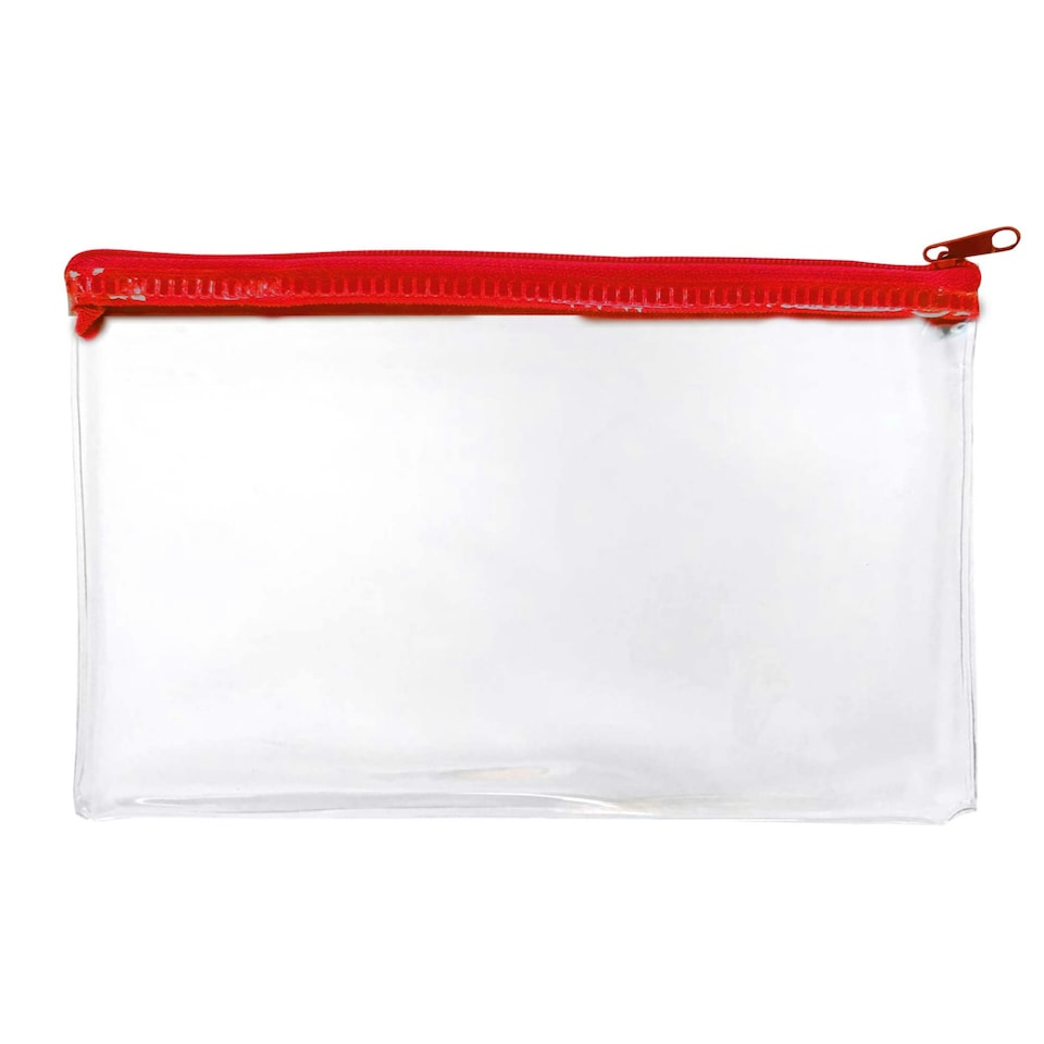 image 1 of Janrax 8x5" Red Zip Clear Exam Pencil Case