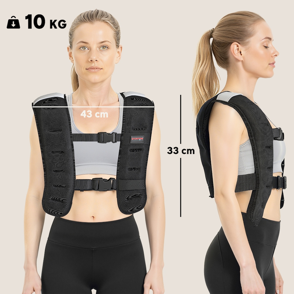 image 1 of SPORTNOW 10kg Weighted Vest with Adjustable Straps and Reflective Strips | Black