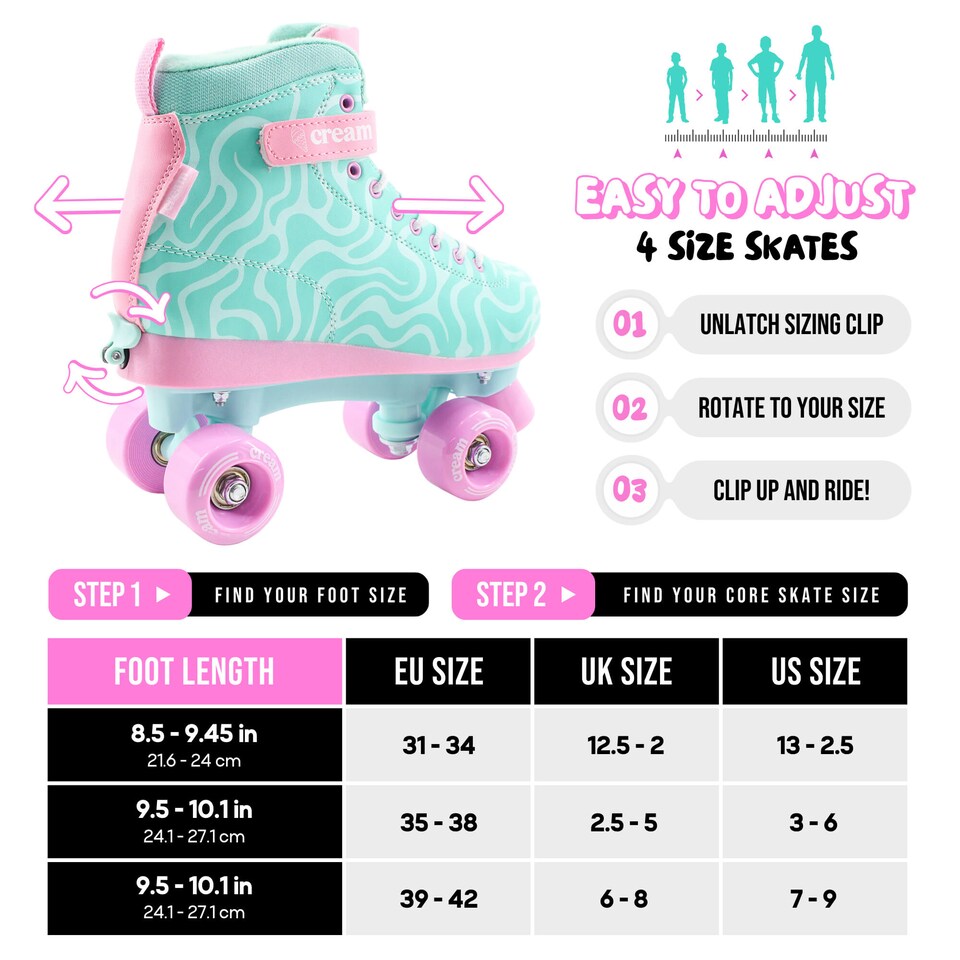 image 1 of CREAM Scoop Quad Roller Skates, Adjustable
