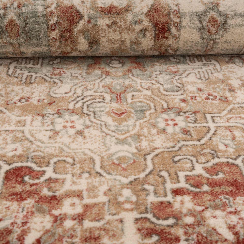 image 1 of KUKOON Selma Traditional Plush Runner – Classic Terracotta Patterned Hallway Mat 70cm x 240cm