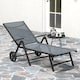 image 8 of Outsunny Folding Sun Lounger with Wheels, 5-Position Reclining Garden Lounger with Armrests, Metal Frame Portable Outdoor Reclining Chair Sunbed for Beach, Porch, Grey | Grey | Grey